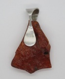 Very large Baltic Amber pendant with 925 mounting stamp