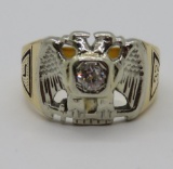 Masonic ring, double eagle, 14kt yellow and white gold, size 8 1/2