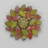 Kramer of New York multi layer pin brooch, watermelon and lemonade beads