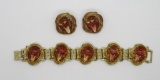 Elizabeth Morrey bracelet and earrings, watermelon and citrine colored