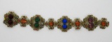 Multi colored hinged bracelet, 7 1/2