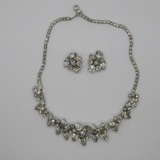 Weiss rhinestone necklace and earring set, c 1950's