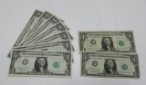 Nine 1963A and 1963 Dollar bills