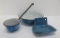 Three lovely blue swirl enamelware pieces