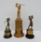Three c 1940's vintage golf trophies