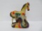 Rainbow chalkware horse, glitter flakes, 10