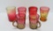 Six antique Amberina tumblers and handled mugs,4