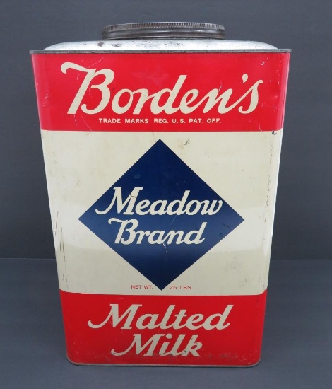 Bordons Meadow Brand Malted Milk tin, 25 lb, 14 1/2" tall