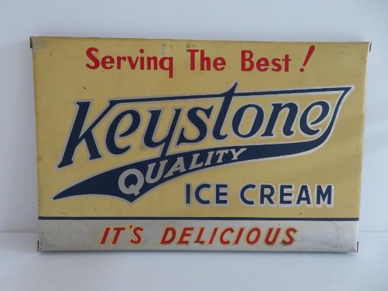 Keystone Quality Ice Cream metal sign, 18" x 11"