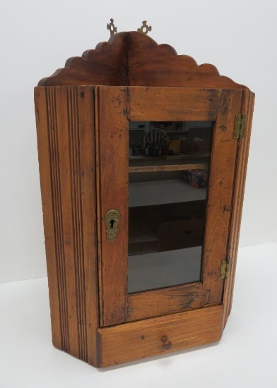 Small wall hung corner cabinet with drawer, 24" tall