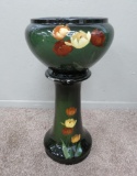 Louwelsa Rozane style jardiniere and pedestal, Tulips, possible Roseville attribution