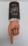 Schlitz On Tap , finger pointing sign, two sided, hanging, 23
