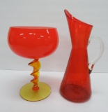 Mid Century Modern glassware, orange