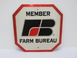 Metal two sided advertising sign, Member Farm Bureau and STOP sign, 15