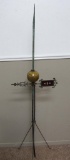 Lightening Rod with amber ball and red glass arrow, 5' 6