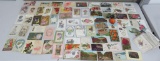 165 postcards, flowers, pretty ladies, greeting cards