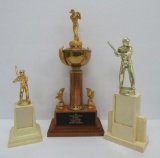 Three vintage baseball trophies, c 1950's