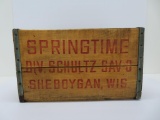 Springtime wood beverage crate, Div Schultz Sav-O, Sheboygan,Wis