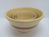 Watt stoneware mixing bowl set, four bowls, banded
