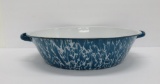 Lovely blue swirl enamelware basin, 14 1/2