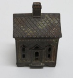 Cute cast iron house bank, 3 1/4