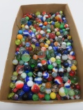 Large lot of machine made marbles with a one multi color bennington