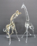 Two nice glass giraffe figures, 8 1/2