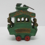 cast iron Toonerville toy trolley, 3