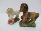 Two carnival chalkware horses, 6