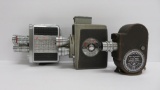 Three 8 mm cameras Wollensak Eight, Bell & Howell Filmo and De Jur