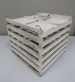 Wooden egg crate, painted white, 12 1/2