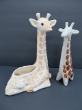 Two Mid Century modern pottery giraffe figures, Red Wing and Arabia
