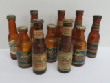 Ten early miniature Blatz bottles with paper labels, 3