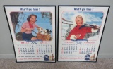 Two 1952 Pabst Blue Ribbon Calendar sheets, March/April and January/February