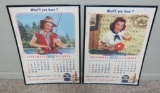 Two 1952 Pabst Blue Ribbon Calendar sheets, November/December and September/October