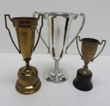 Three vintage loving cup trophies , 6 1/2