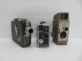 Three 8 mm movie cameras, Franklin, Kodak and Bell and Howell