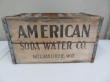 American Soda Water wooden crate with 21 bottles
