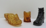 Glass slipper pipe holder, elephant match holder and cat in boot candy container