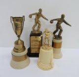 Four vintage sporting trophies, c 1950's, bowling and basketball, 7
