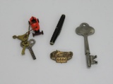Vintage Indianapolis Motor Speedway pin, JA Henckels pocket knife, key and race car key chain fob