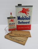 Mobil oil cans and tags