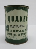 Quaker Grease can, full, great color, 1 lb can, 4 1/2