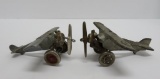 Two toy planes,  cast iron and cast aluminum airplanes, 4