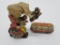 Two tin litho wind up toys, clown and trolley