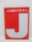 Jamesway sign, mounted on wood, 10