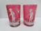 Two Mary Gregory style tumblers, 3 3/4