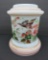 Lovely glass pedestal with bird and floral design, 10