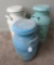 Three painted milk cans, great rustic farmhouse design items