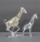 Two crystal giraffe figurines, 5 1/2
